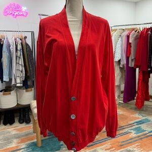 Vintage Russell Athletic Vibrant Red Women's Cardigan Made in USA Cotton
